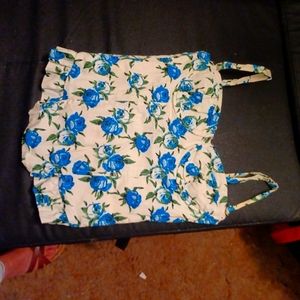 ROOF BRA TOP SIZES/M,LIGHTLY USED BLUE FLORAL WITH BONING